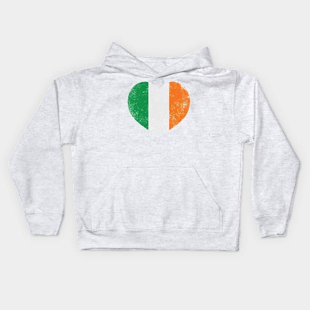 Irish Flag Heart Design Kids Hoodie by PsychoDynamics